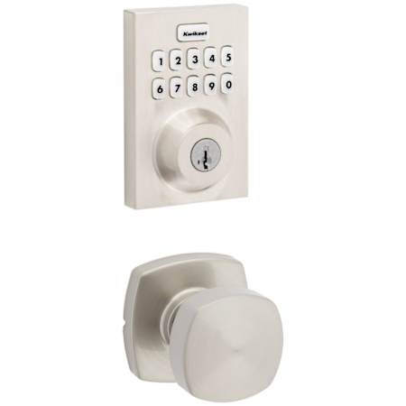 Kwikset Arroyo Passage Knob Set and Electronic Keyless Entry Deadbolt Combo Pack with SmartKey from the Home Connect Collection Satin Nickel