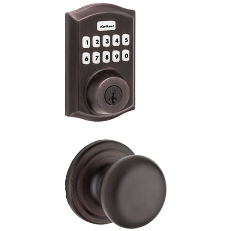 Kwikset Hancock Passage Knob Set and Electronic Keyless Entry Deadbolt Combo Pack with SmartKey from the Home Connect Collection Venetian Bronze