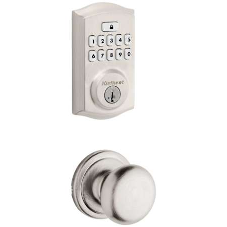 Kwikset Hancock Passage Knob Set and Electronic Keyless Entry Deadbolt Combo Pack with SmartKey from the SmartCode Deadbolts Touchpad Collection Satin Nickel