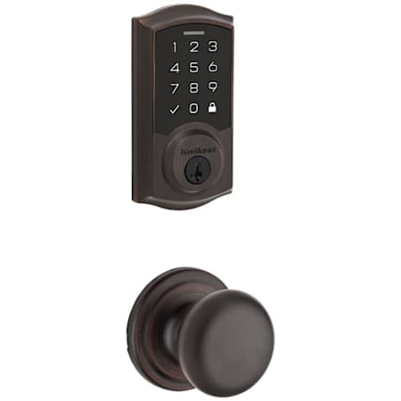 Kwikset Hancock Passage Knob Set and Electronic Keyless Entry Deadbolt Combo Pack with SmartKey from the SmartCode Deadbolts Touchscreen Collection Venetian Bronze