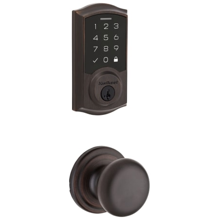 Kwikset Hancock Passage Knob Set and Electronic Keyless Entry Deadbolt Combo Pack with SmartKey from the SmartCode Deadbolts Touchscreen Collection Venetian Bronze