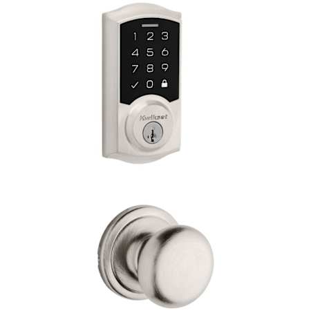 Kwikset Hancock Passage Knob Set and Electronic Keyless Entry Deadbolt Combo Pack with SmartKey from the SmartCode Deadbolts Touchscreen Collection Satin Nickel