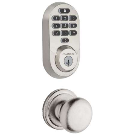 Kwikset Hancock Passage Knob and 938 Halo WiFi Enabled Deadbolt Combo Pack with SmartKey Satin Nickel