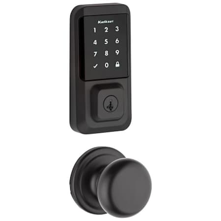 Kwikset Hancock Passage Knob and 939 Halo WiFi Enabled Deadbolt Combo Pack with SmartKey Iron Black