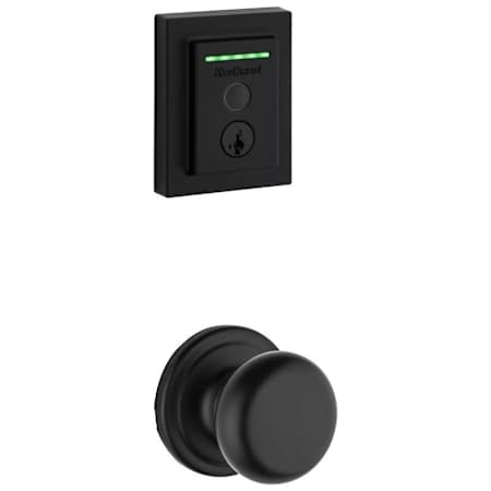 Kwikset Hancock Passage Knob and 959 Fingerprint Contemporary Halo WiFi Enabled Deadbolt Combo Pack with SmartKey Matte Black