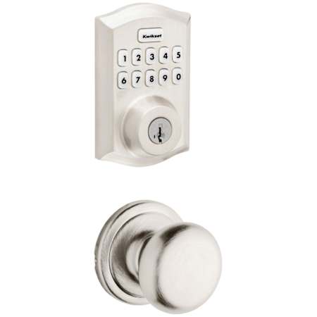 Kwikset Hancock Passage Knob Set and Electronic Keyless Entry Deadbolt Combo Pack with SmartKey from the Home Connect Collection Satin Nickel