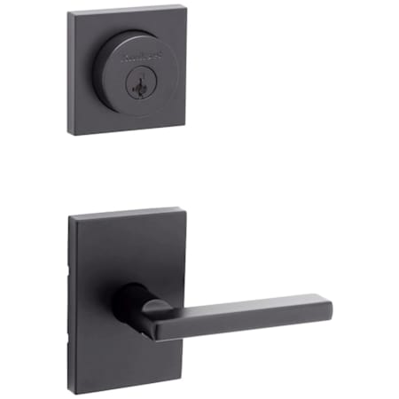 Kwikset Halifax Passage Lever Set and Single Cylinder Keyed Entry Deadbolt Combo with SmartKey Matte Black