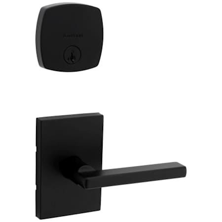Kwikset Halifax Passage Lever Set and Single Cylinder Keyed Entry Deadbolt Combo with SmartKey from the Midtown Collection Matte Black
