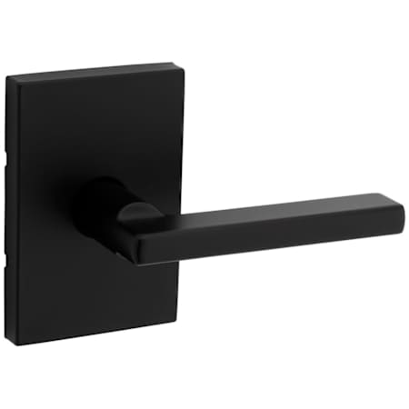 Kwikset Halifax Passage Door Lever Set with Rectangle Rose Matte Black
