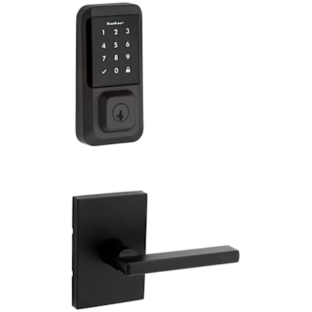 Kwikset Halifax Passage Lever Set and Electronic Keyless Entry Deadbolt Combo Pack with SmartKey from the Halo Collection Matte Black