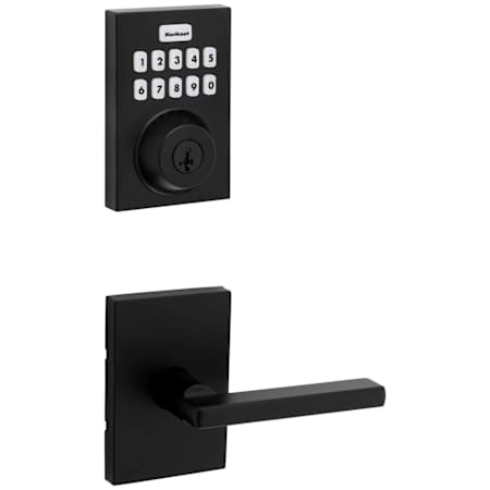 Kwikset Halifax Passage Lever Set and Electronic Keyless Entry Deadbolt Combo Pack with SmartKey from the Home Connect Collection Matte Black