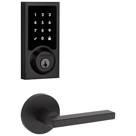 Kwikset Halifax Passage Lever and 916 Contemporary Touchscreen Deadbolt Combo Pack with SmartKey and Z-Wave Technology Iron Black