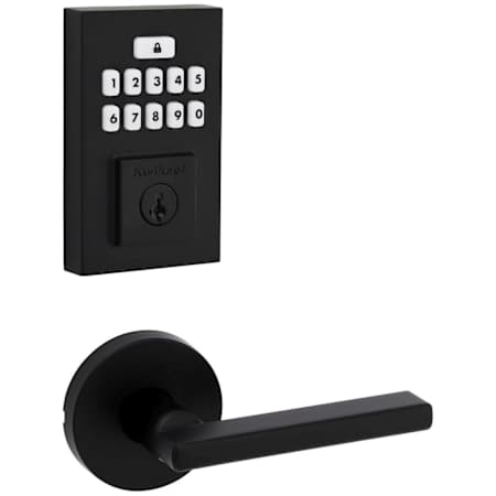 Kwikset Halifax Passage Lever Set and Electronic Keyless Entry Deadbolt Combo Pack with SmartKey from the SmartCode Deadbolts Touchpad Collection Matte Black