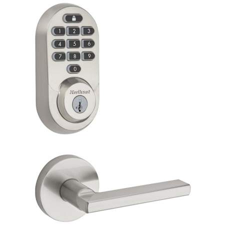 Kwikset Halifax Passage Lever and 938 Halo WiFi Enabled Deadbolt Combo Pack with SmartKey Satin Nickel