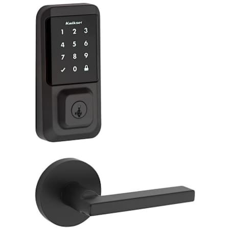 Kwikset Halifax Passage Lever and 939 Halo WiFi Enabled Deadbolt Combo Pack with SmartKey Matte Black