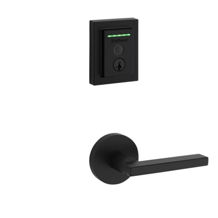 Kwikset Halifax Passage Lever and 959 Fingerprint Contemporary Halo WiFi Enabled Deadbolt Combo Pack with SmartKey Matte Black