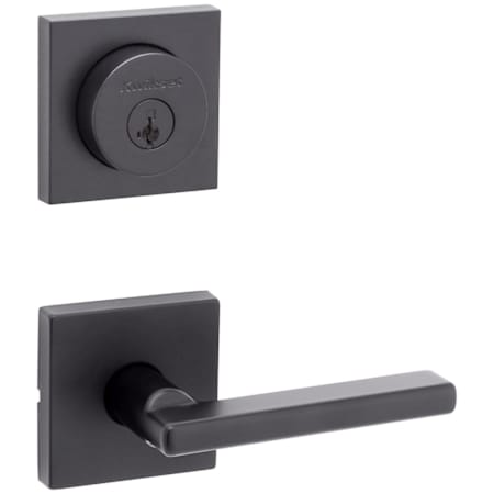 Kwikset Halifax Passage Lever Set and Single Cylinder Keyed Entry Deadbolt Combo with SmartKey Matte Black