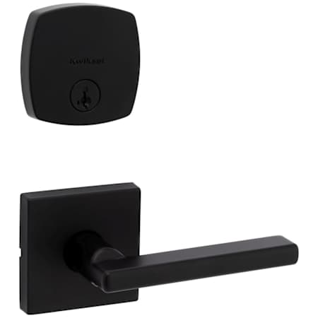 Kwikset Halifax Passage Lever Set and Single Cylinder Keyed Entry Deadbolt Combo with SmartKey from the Midtown Collection Matte Black