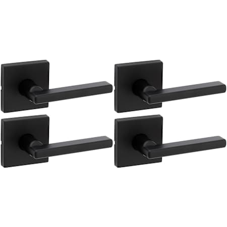 Kwikset Halifax Passage Door Lever Set with Square Rose - Pack of 4 Matte Black