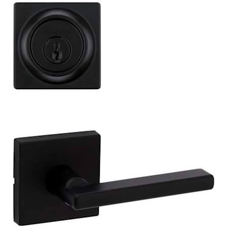 Kwikset Halifax Passage Lever Set and Single Cylinder Keyed Entry Deadbolt Combo with SmartKey from the Signature Series Matte Black