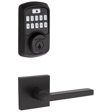 Kwikset Halifax Passage Lever and 942 Aura Keypad Deadbolt Combo Pack with SmartKey and Bluetooth Technology Matte Black