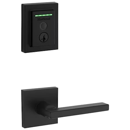 Kwikset Halifax Passage Lever and 959 Fingerprint Contemporary Halo WiFi Enabled Deadbolt Combo Pack with SmartKey Matte Black