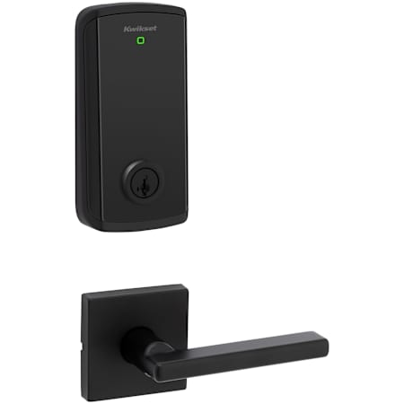 Kwikset Halifax Passage Lever Set and Halo Electronic Touchscreen Deadbolt Combo Pack with SmartKey Matte Black