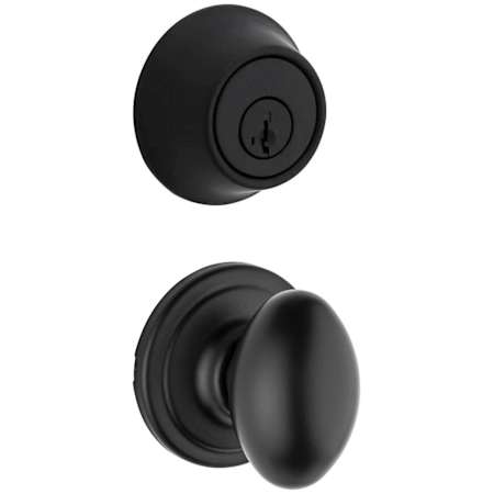 Kwikset Laurel Passage Knob Set and Single Cylinder Keyed Entry Deadbolt Combo with SmartKey from the 660 Series Matte Black