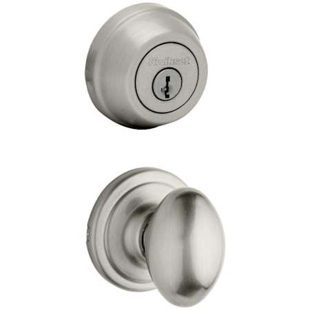 Kwikset Laurel Passage Knob Set and Single Cylinder Keyed Entry Deadbolt Combo with SmartKey from the 780 Series Satin Nickel