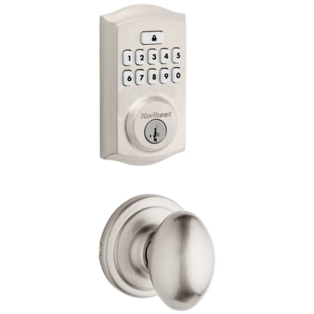 Kwikset Laurel Passage Knob Set and Electronic Keyless Entry Deadbolt Combo Pack with SmartKey from the SmartCode Deadbolts Touchpad Collection Satin Nickel