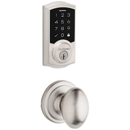 Kwikset Laurel Passage Knob Set and Electronic Keyless Entry Deadbolt Combo Pack with SmartKey from the SmartCode Deadbolts Touchscreen Collection Satin Nickel