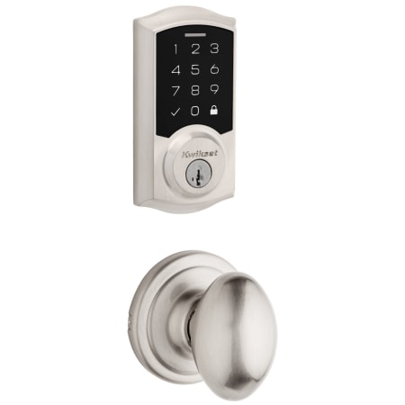 Kwikset Laurel Passage Knob Set and Electronic Keyless Entry Deadbolt Combo Pack with SmartKey from the SmartCode Deadbolts Touchscreen Collection Satin Nickel