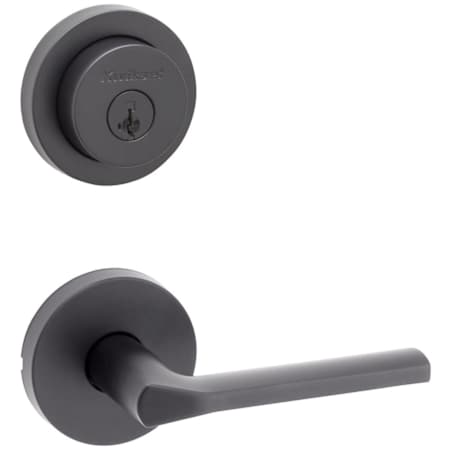 Kwikset Lisbon Passage Lever Set and Single Cylinder Keyed Entry Deadbolt Combo with SmartKey from the Milan Collection Matte Black