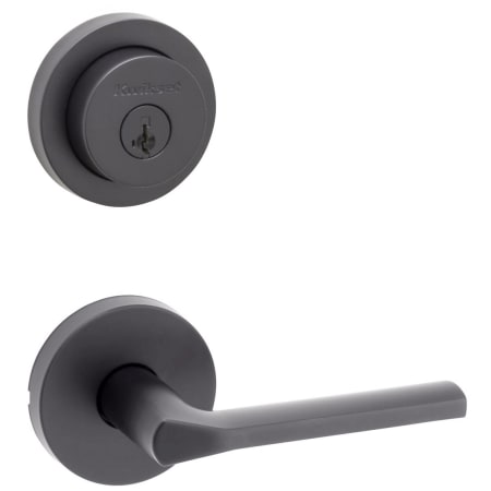Kwikset Lisbon Passage Lever Set and Single Cylinder Keyed Entry Deadbolt Combo with SmartKey from the Milan Collection Matte Black