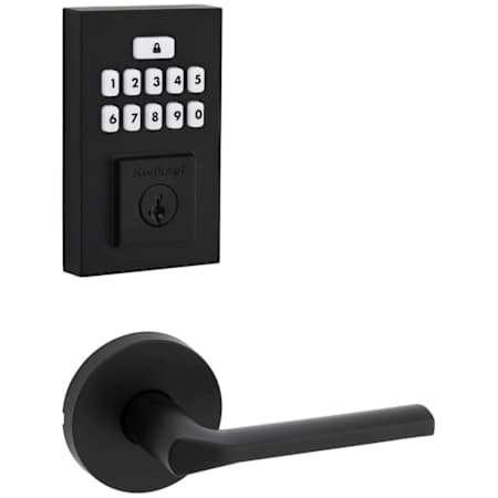 Kwikset Lisbon Passage Lever Set and Electronic Keyless Entry Deadbolt Combo Pack with SmartKey from the SmartCode Deadbolts Touchpad Collection Matte Black