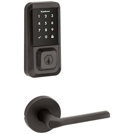 Kwikset Lisbon Passage Lever Set and Electronic Keyless Entry Deadbolt Combo Pack with SmartKey from the Halo Collection Venetian Bronze