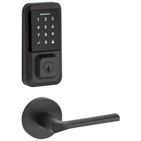 Kwikset Lisbon Passage Lever and 939 Halo WiFi Enabled Deadbolt Combo Pack with SmartKey Matte Black