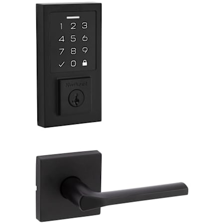 Kwikset Lisbon Passage Lever Set and Electronic Keyless Entry Deadbolt Combo Pack with SmartKey from the SmartCode Deadbolts Touchscreen Collection Matte Black