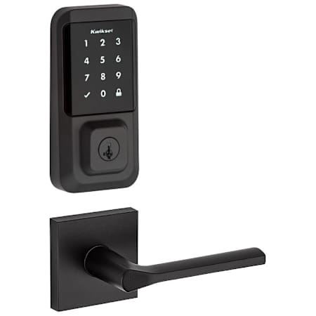 Kwikset Lisbon Passage Lever and 939 Halo WiFi Enabled Deadbolt Combo Pack with SmartKey Matte Black