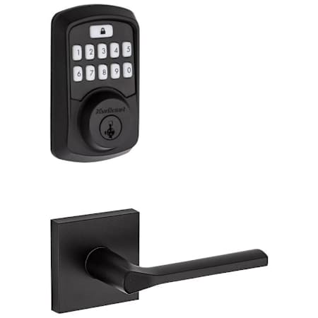 Kwikset Lisbon Passage Lever and 942 Aura Keypad Deadbolt Combo Pack with SmartKey and Bluetooth Technology Matte Black