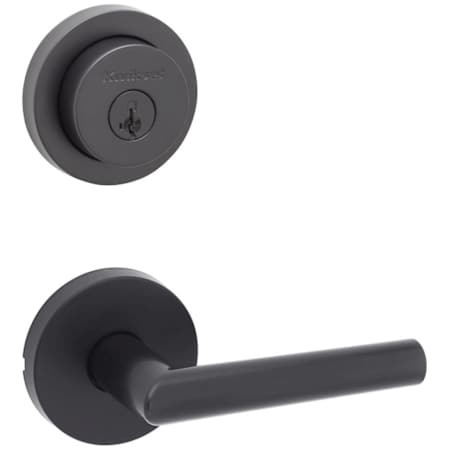Kwikset Milan Passage Lever Set and Single Cylinder Keyed Entry Deadbolt Combo with SmartKey Matte Black