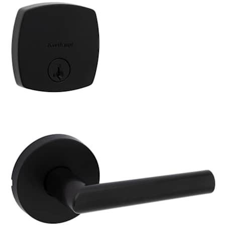Kwikset Milan Passage Lever Set and Single Cylinder Keyed Entry Deadbolt Combo with SmartKey from the Midtown Collection Matte Black