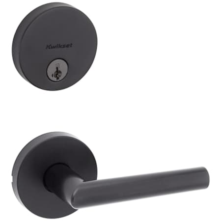 Kwikset Milan Passage Lever Set and Single Cylinder Keyed Entry Deadbolt Combo with SmartKey from the Uptown Collection Matte Black