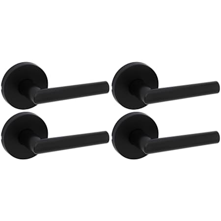 Kwikset Milan Passage Door Lever Set with Round Rose - Pack of 4 Matte Black