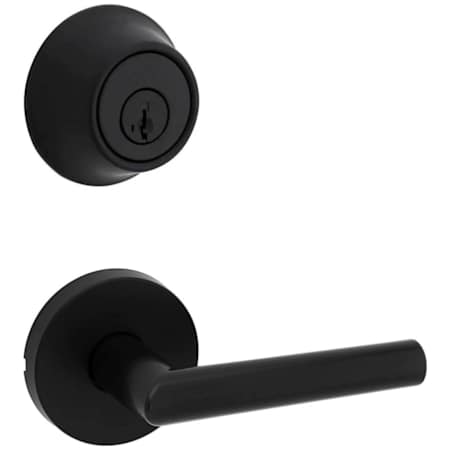 Kwikset Milan Passage Lever Set and Single Cylinder Keyed Entry Deadbolt Combo with SmartKey from the 660 Series Matte Black