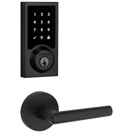 Kwikset Milan Passage Lever and 916 Contemporary Touchscreen Deadbolt Combo Pack with SmartKey and Z-Wave Technology Matte Black