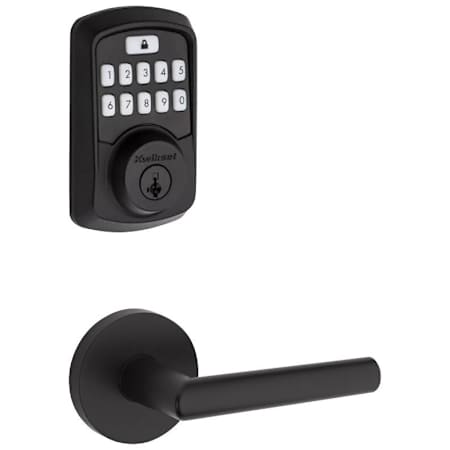 Kwikset Milan Passage Lever and 942 Aura Keypad Deadbolt Combo Pack with SmartKey and Bluetooth Technology Matte Black