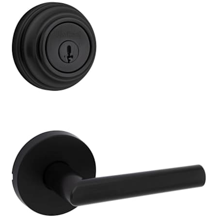 Kwikset Milan Passage Lever Set and Single Cylinder Keyed Entry Deadbolt Combo with SmartKey from the 980 Series Matte Black