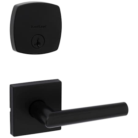 Kwikset Milan Passage Lever Set and Single Cylinder Keyed Entry Deadbolt Combo with SmartKey from the Midtown Collection Matte Black
