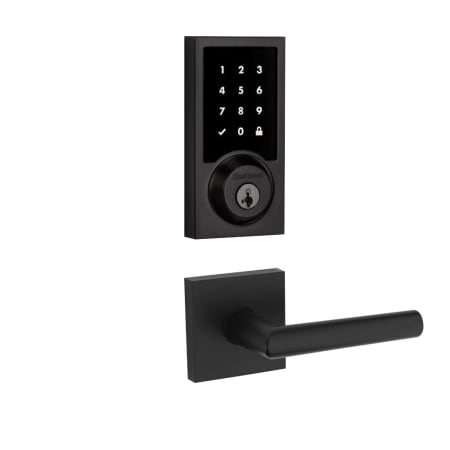 Kwikset Milan Passage Lever and 916 Contemporary Touchscreen Deadbolt Combo Pack with SmartKey and Z-Wave Technology Matte Black